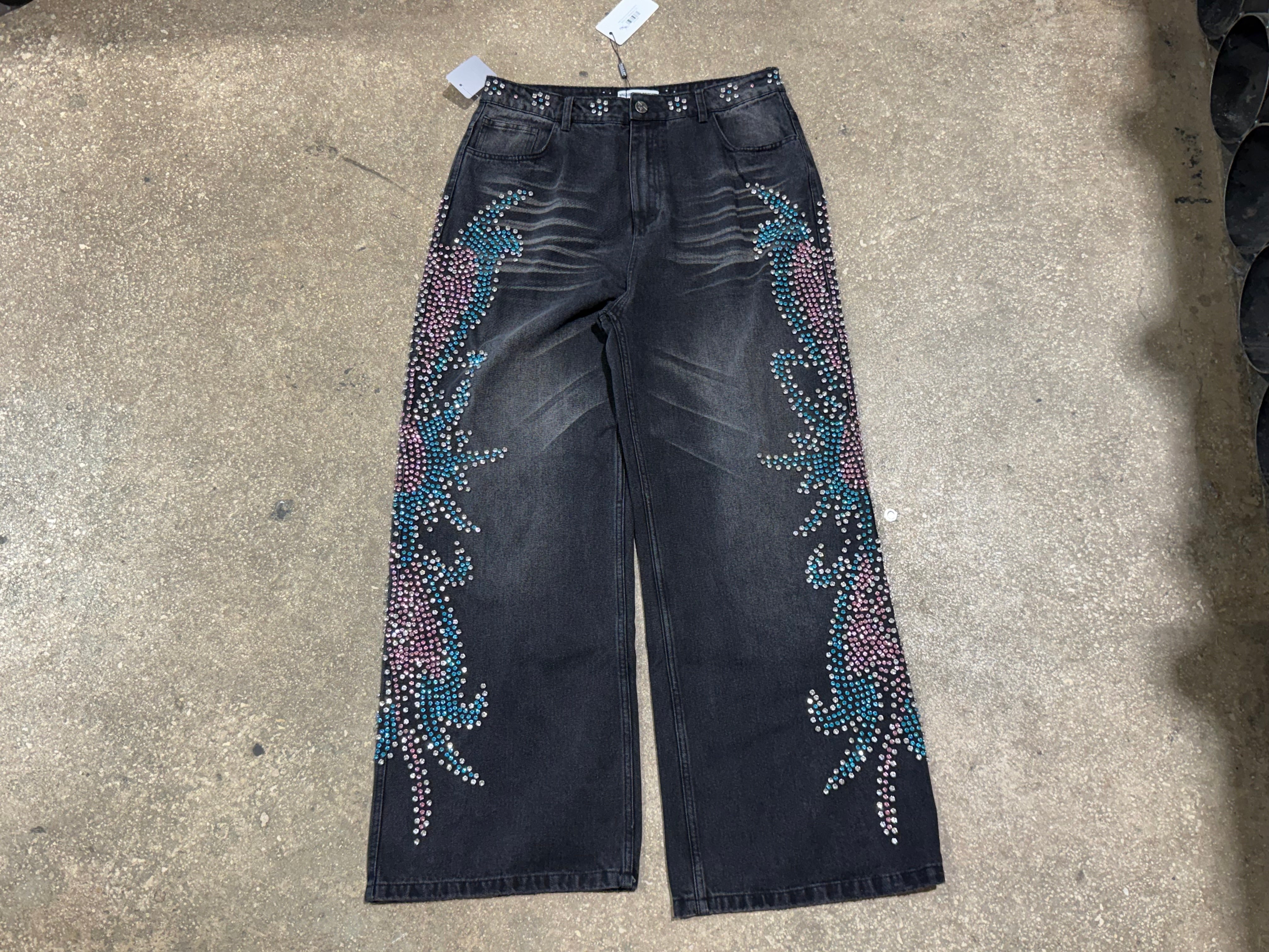 NEW Vale Tsunami Crystal Denim - Black Size 32