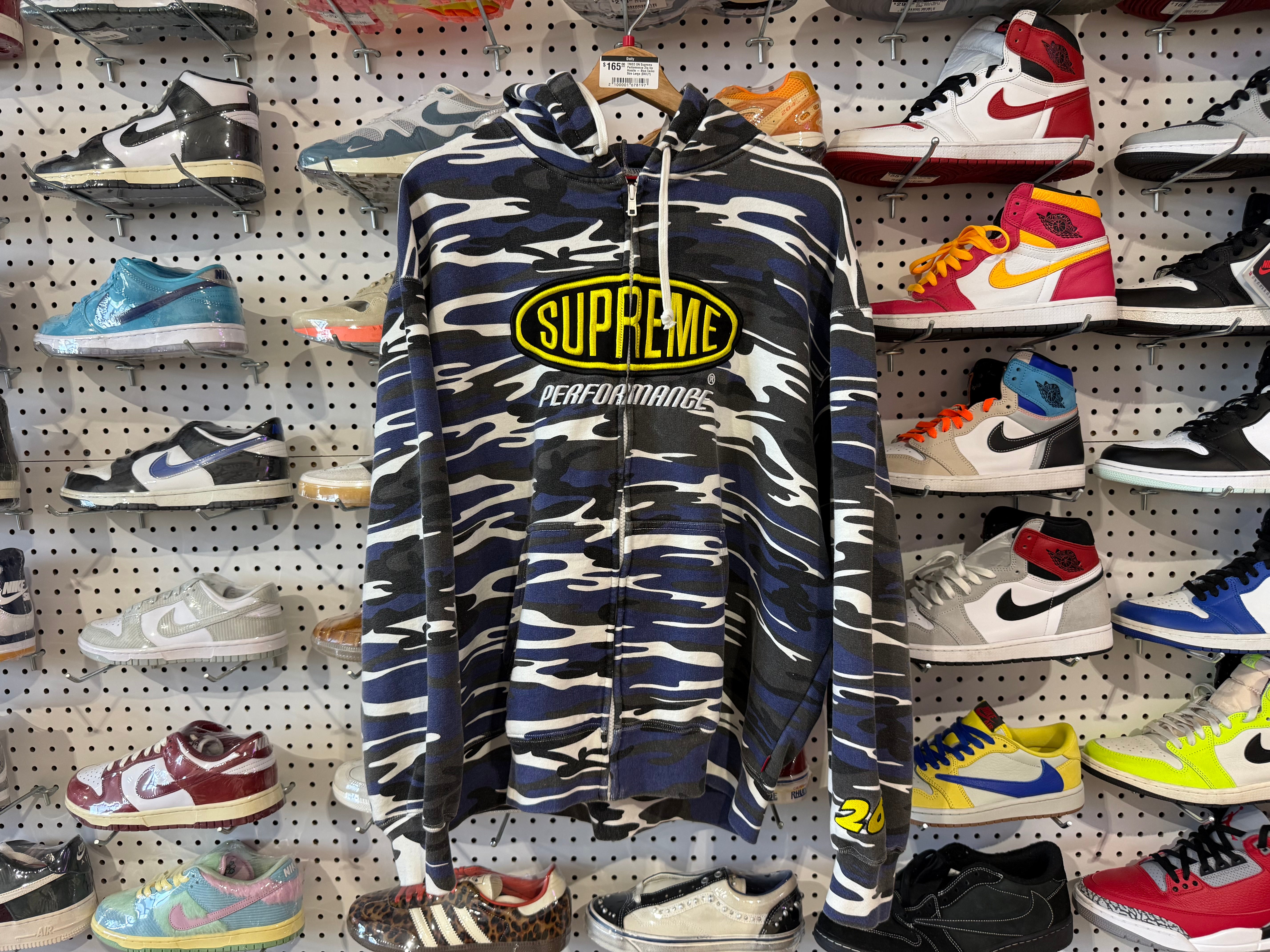 TRIED ON Supreme Performance Zip Up Hoodie - Blue Camo Size Large