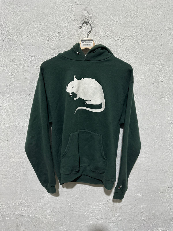 USED Stray Hoodie x Champion Rat Logo - Green Size Medium