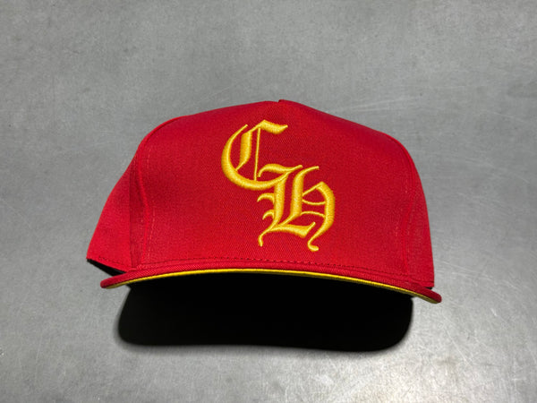 NEW Chrome Hearts 5 Panel Snapback - Red/Yellow