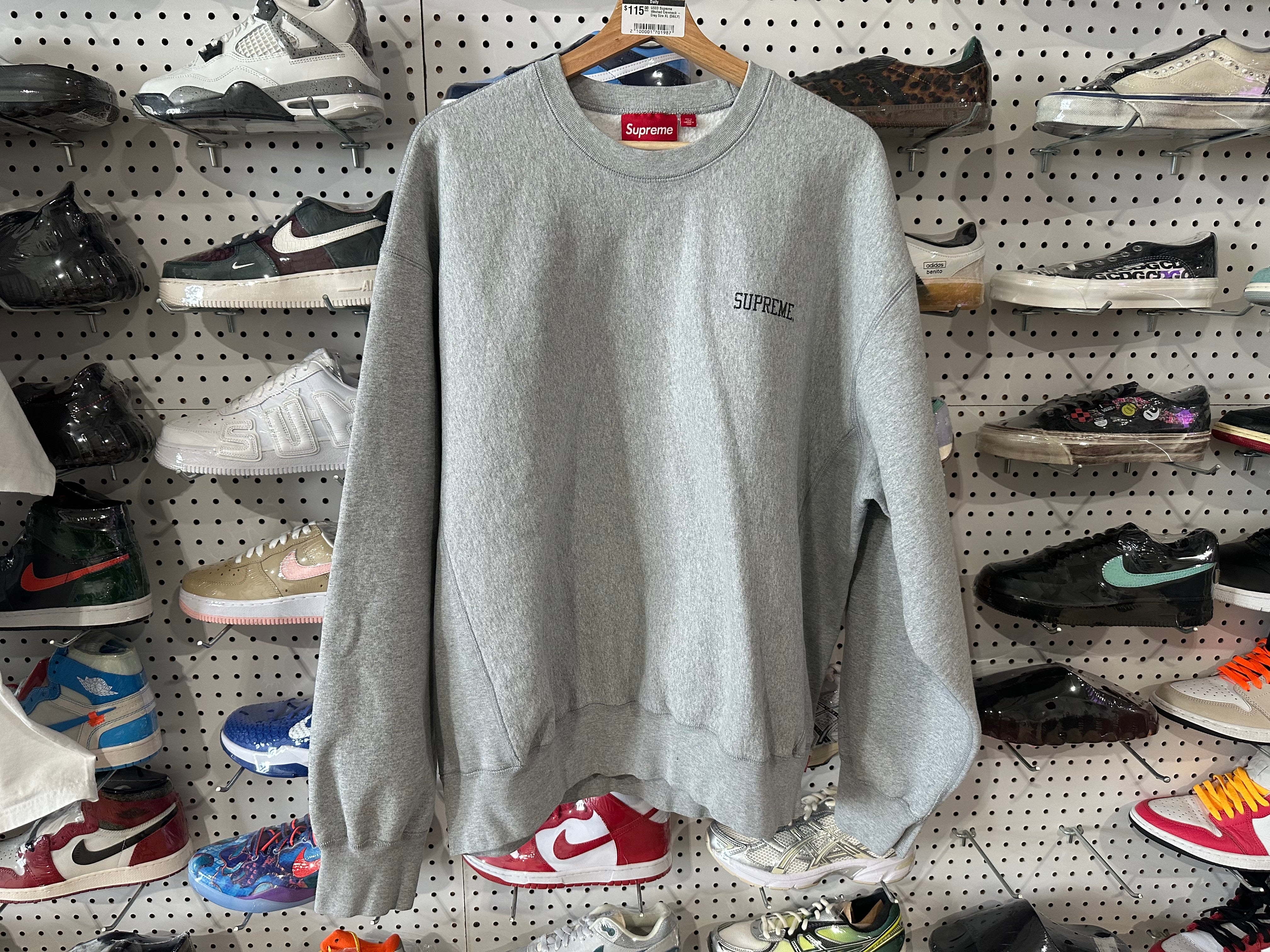 USED Supreme Washed Crewneck - Grey Size XL