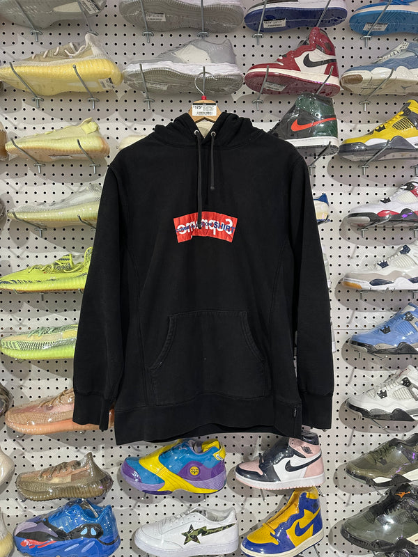 USED Supreme CDG Box Logo Hooded Sweatshirt - Black Size Large