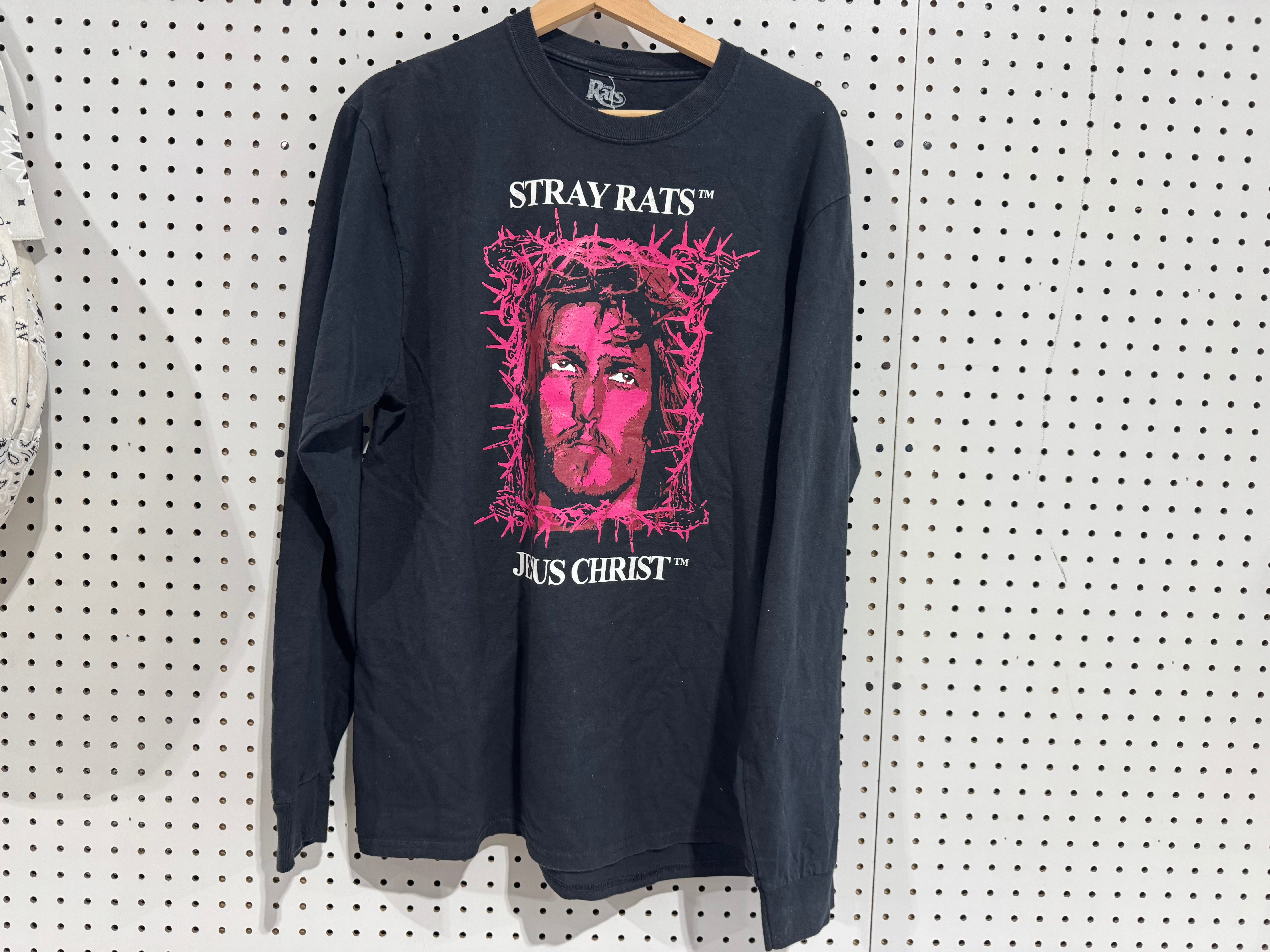 USED Stray Rats Jesus Christ L/S Tee - Black Size Large
