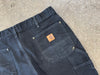 USED Carhartt Bleached Out Double Knee Carpenter Pants - Black Size 34x30