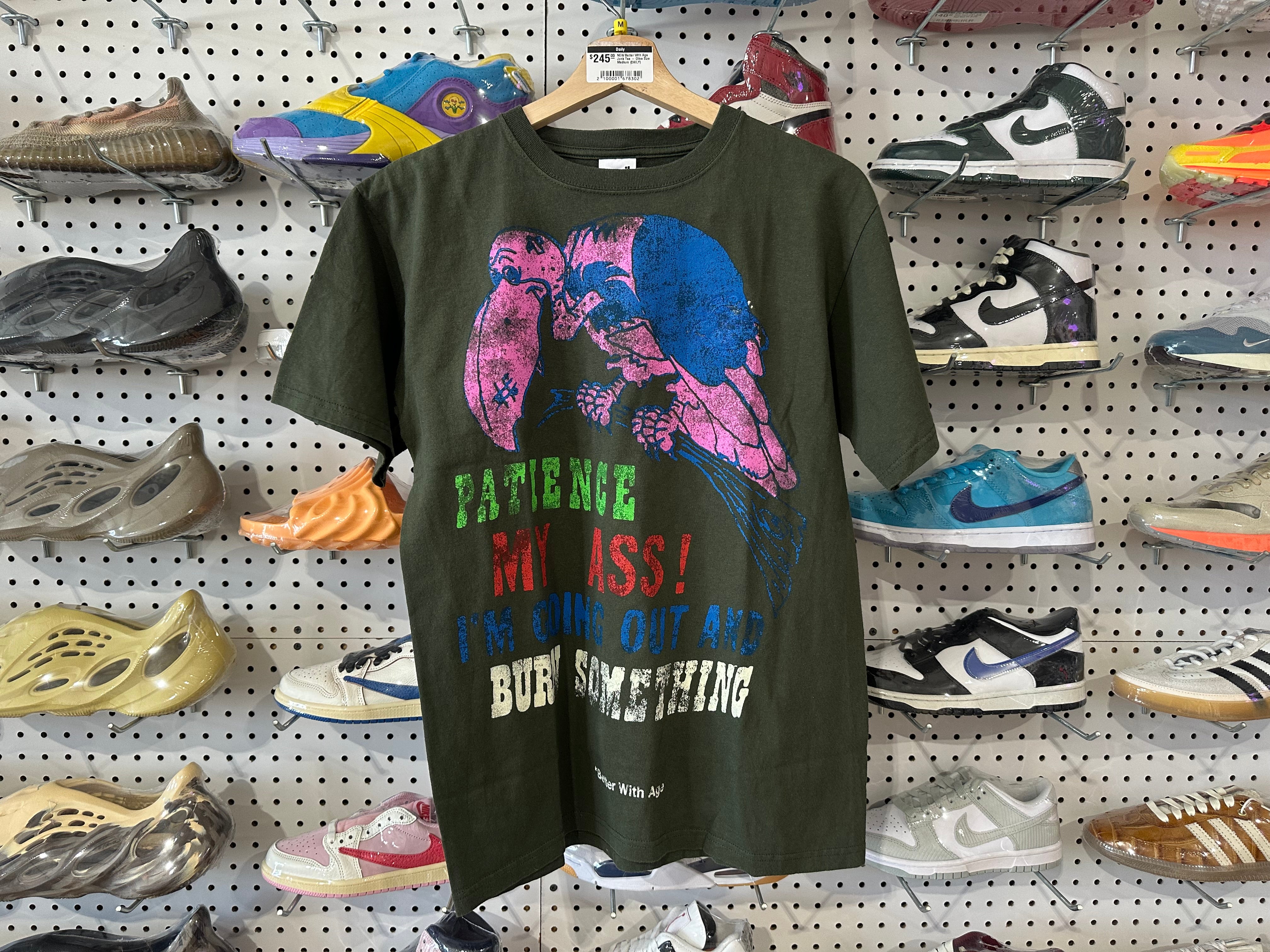 NEW Better With Age Junk Tee - Olive Size Medium
