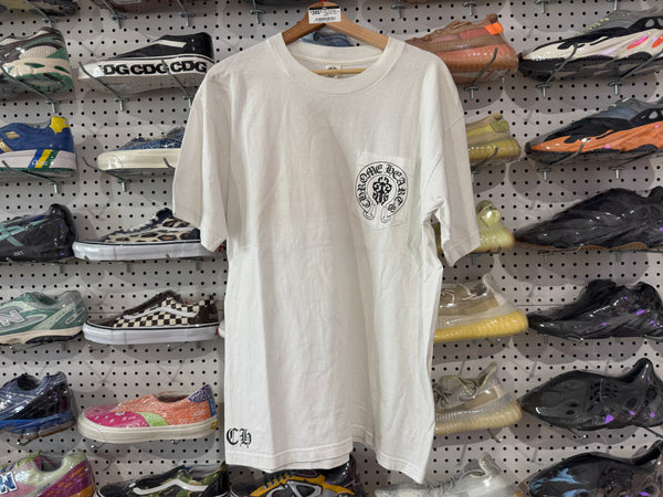 USED VTG Chrome Hearts Flag Pocket Tee - White Size Large