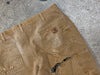 USED Distressed Carhartt Flannel Lined Carpenter Pants - Golden Brown Size 38x30