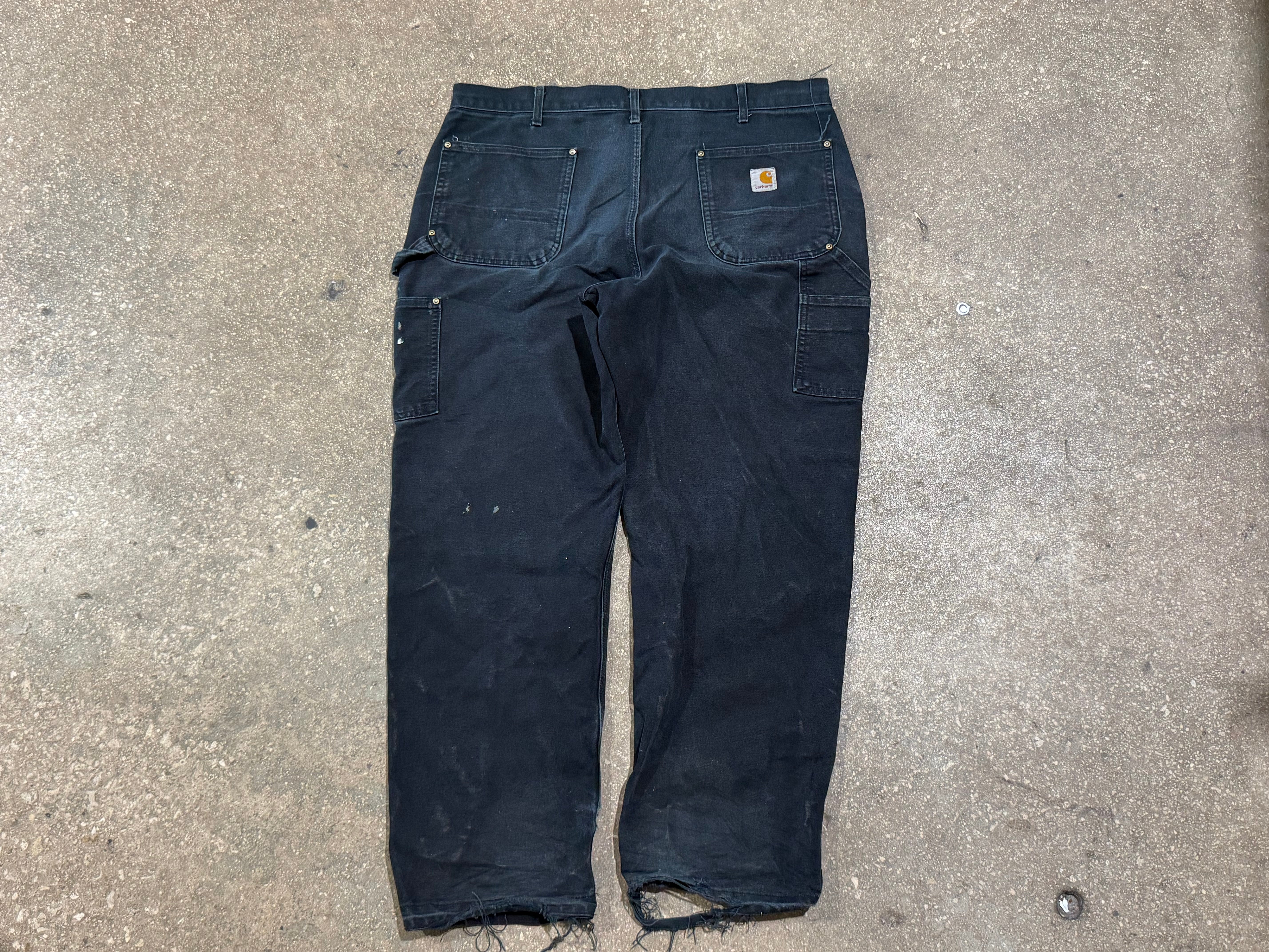 USED Distressed Carhartt Double Knee Carpenter Pants - Black Size 38x30