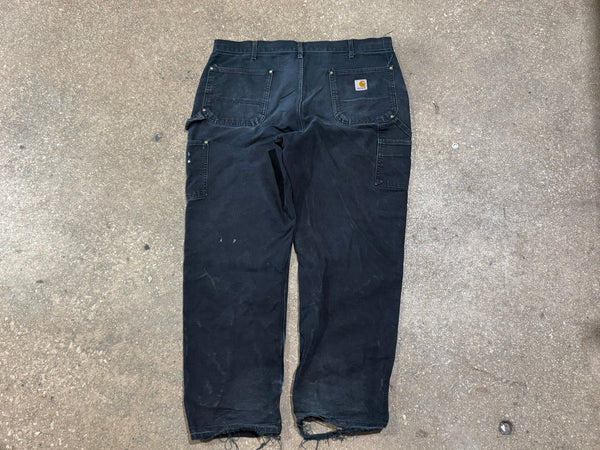 USED Distressed Carhartt Double Knee Carpenter Pants - Black Size 38x30