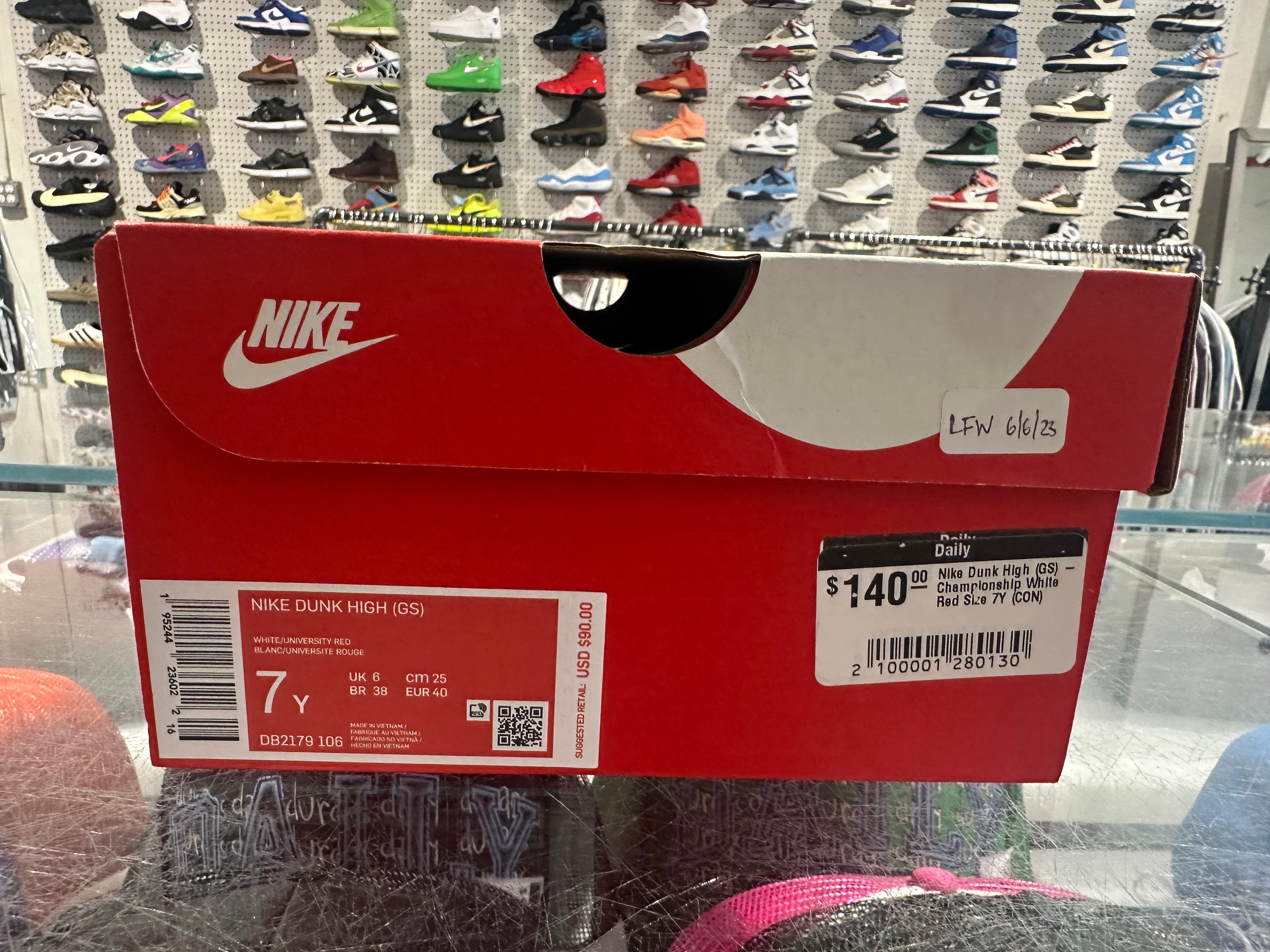 Nike Dunk High (GS) - Championship White Red Size 7Y