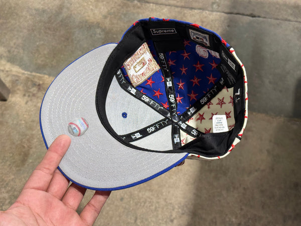 NEW Supreme x Mitchell & Ness Atlanta Braves Fitted Hat - Blue Size 7 1/2