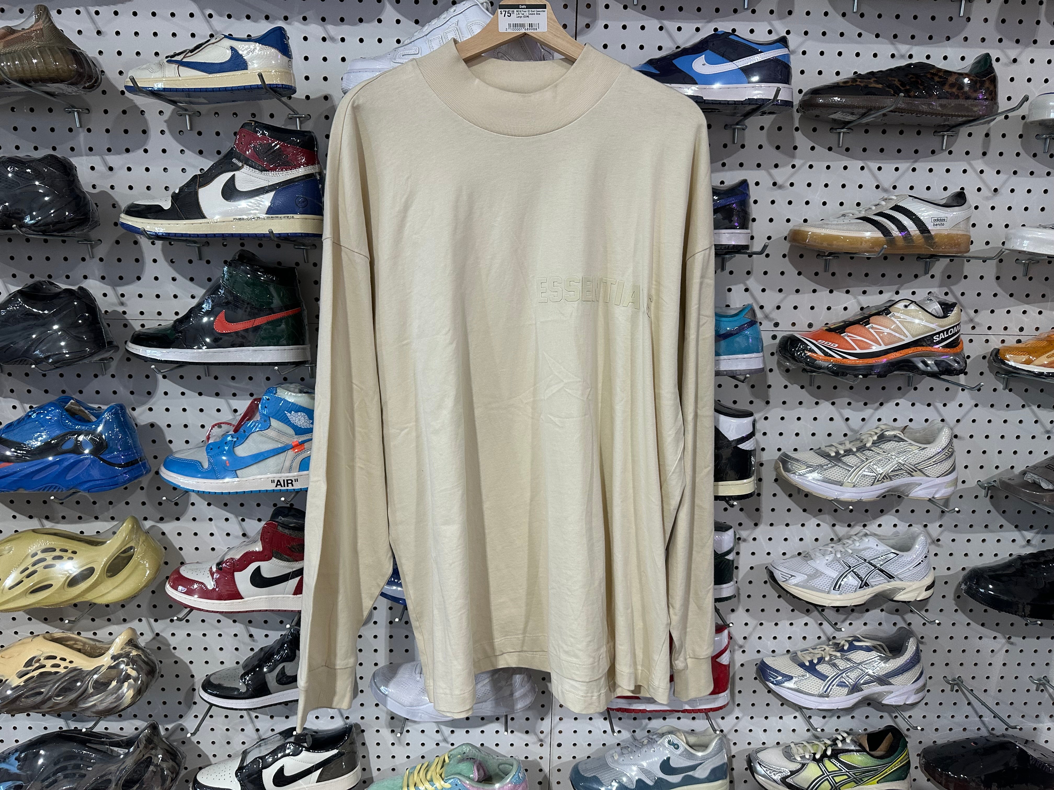 NEW Fear Of God Essential L/S Tee - Cream Size Large