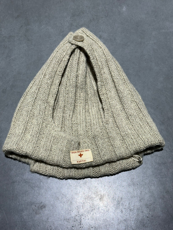 NEW Kapital 5G Wool 3x3 Rib Hunting Knit Cap - Beige