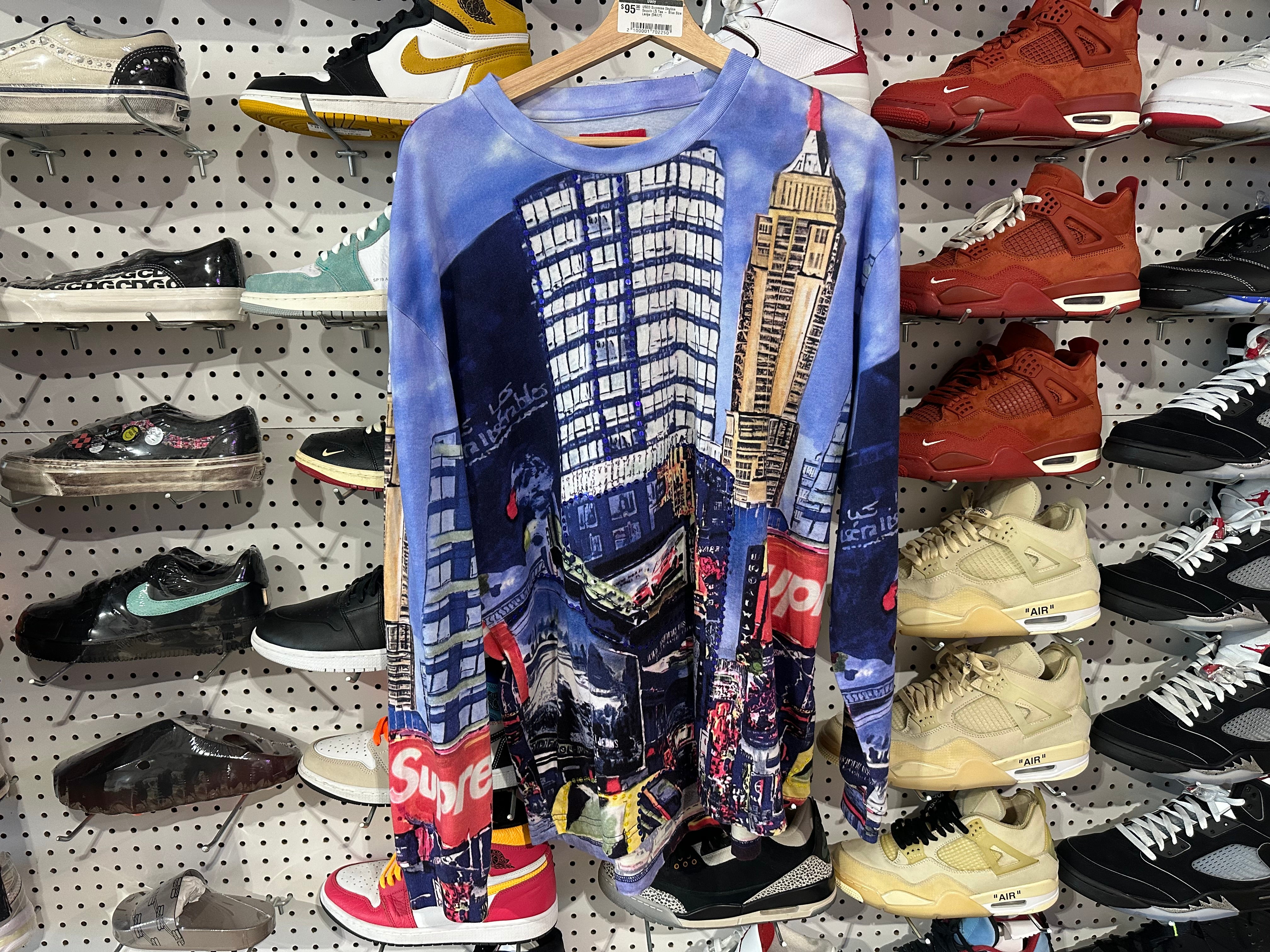 USED Supreme Skyline Sequin LS Tee - Blue Size Large