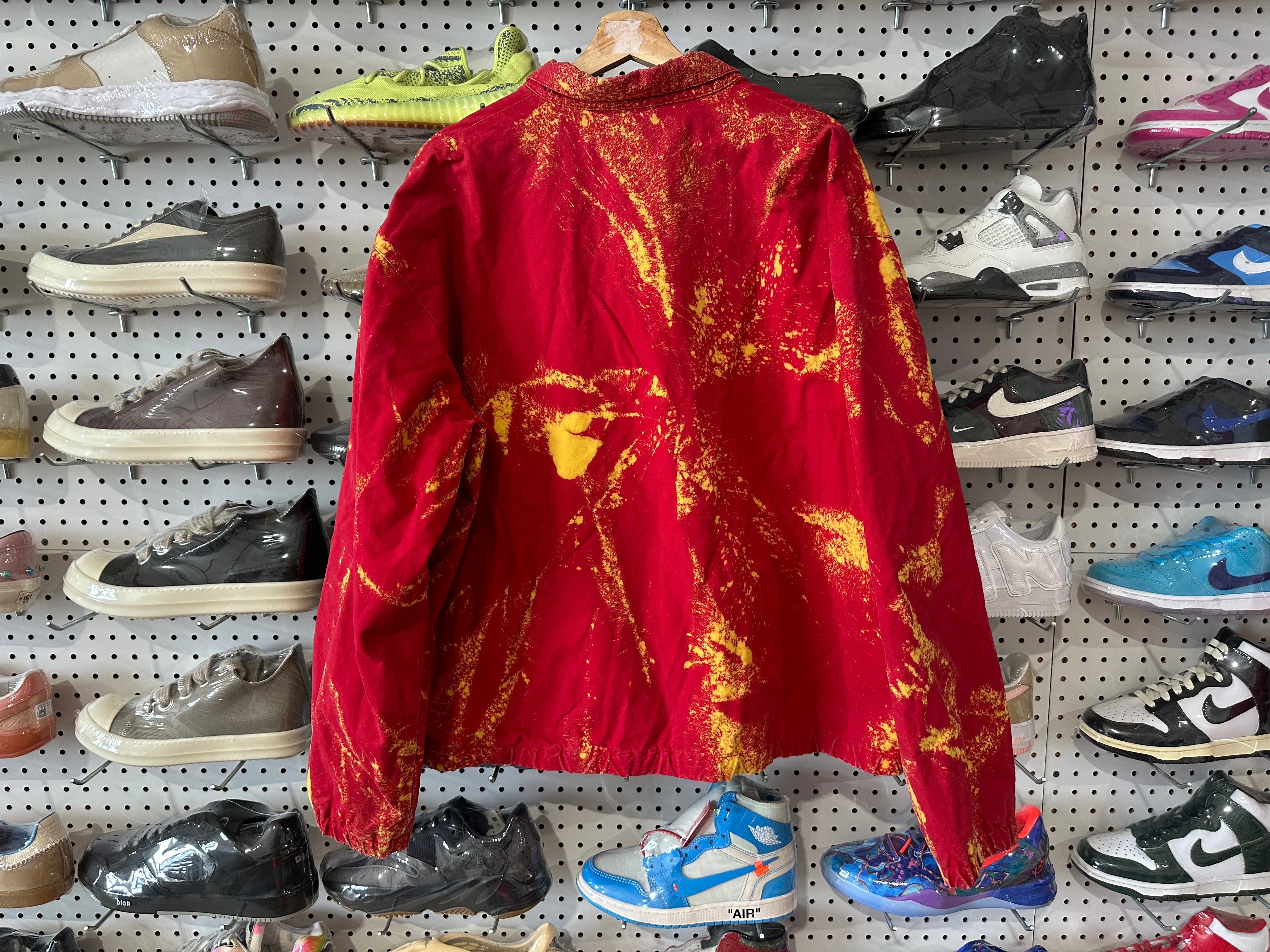 USED Polo Ralph Lauren Plaid Lined Harrington Jacket - Red Tie Dye Size XL