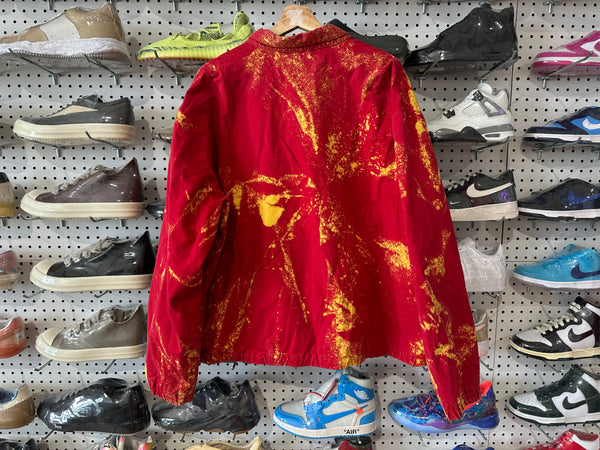 USED Polo Ralph Lauren Plaid Lined Harrington Jacket - Red Tie Dye Size XL