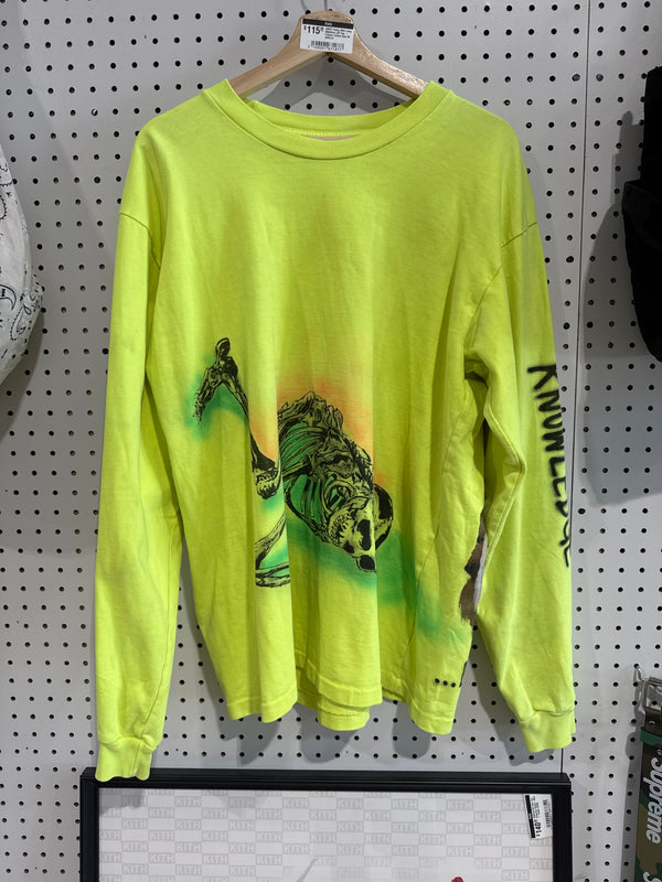 USED Yeezy Wes Lang Skeleton L/S Tee - Frozen Yellow Size Medium