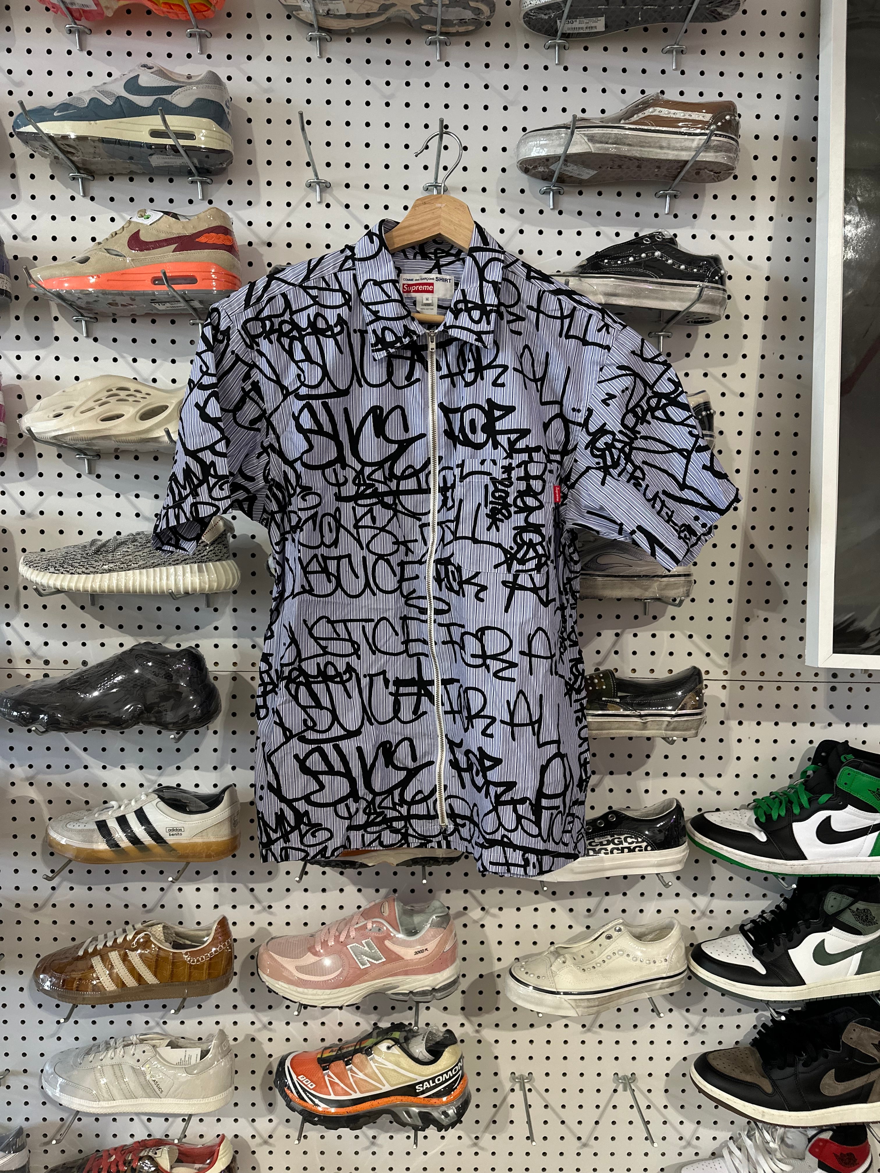 USED Supreme Comme des Garcons SHIRT Graphic S/S Shirt - Blue Size Medium