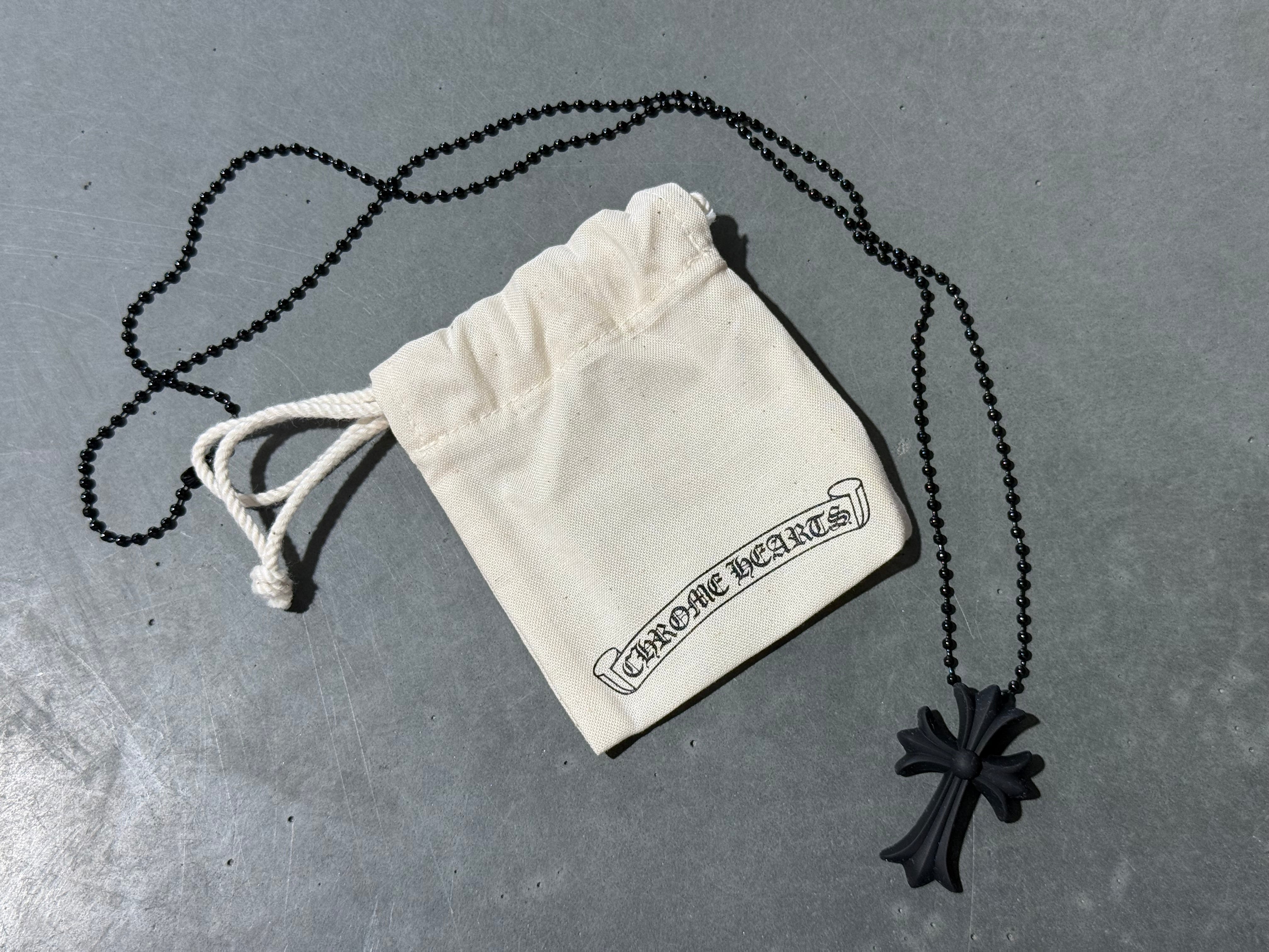 NEW Chrome Hearts Small Plastic Pendant With Chain - Black