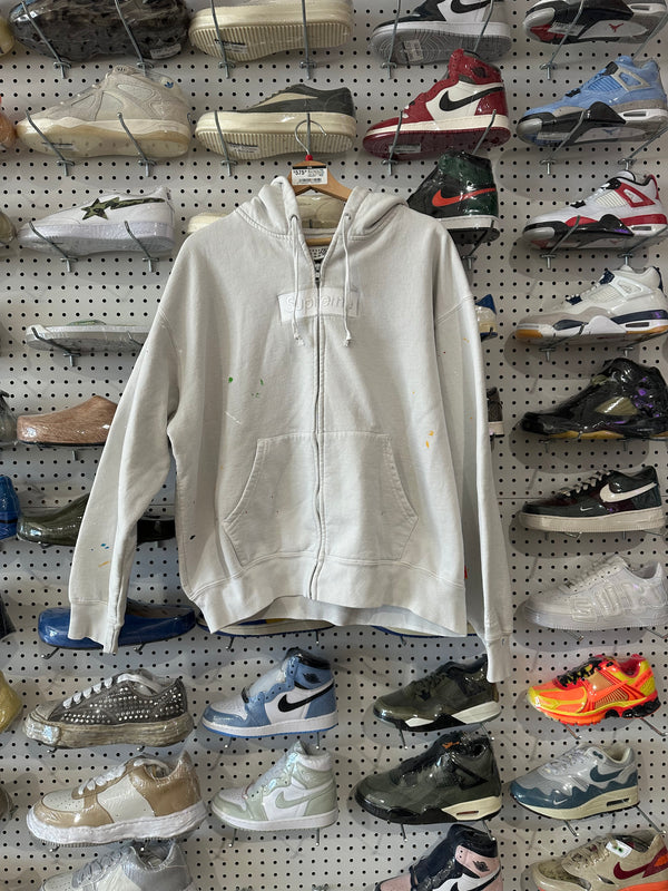 NEW Supreme MM6 Maison Margiela Box Logo Zip Up Hooded Sweatshirt - White Size Large