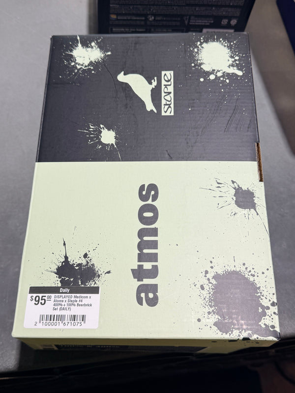 DISPLAYED Medicom x Atmos x Staple #4 400%+100% Bearbrick Set