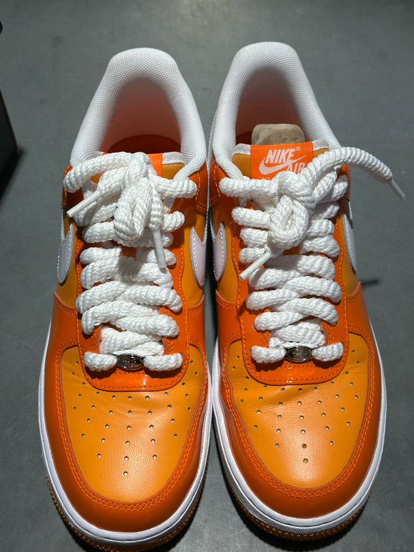 Nike Air Force 1 Low '07 Orange White Patent Size 8