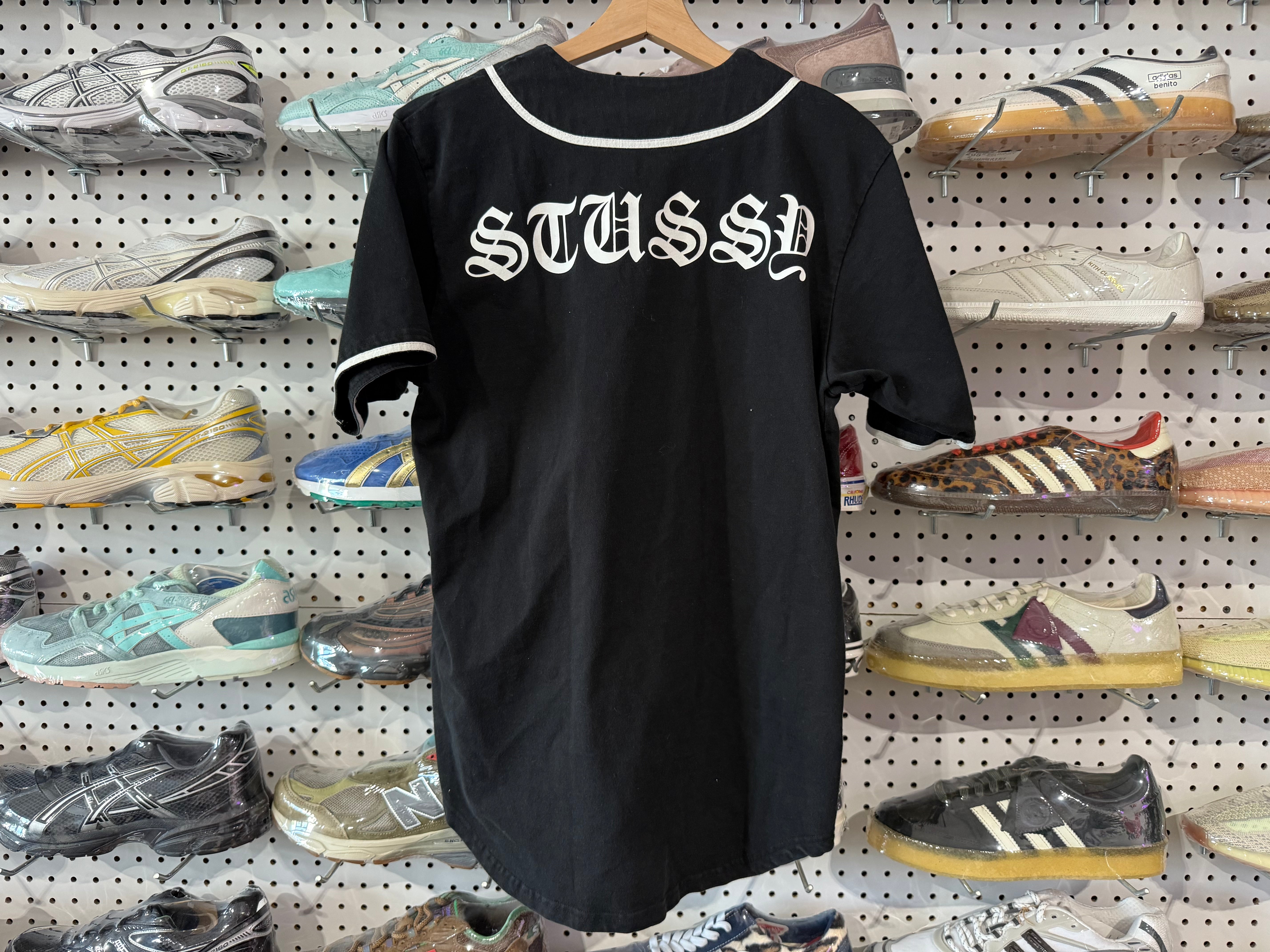 USED Stussy Baseball Jersey - Black Size Small