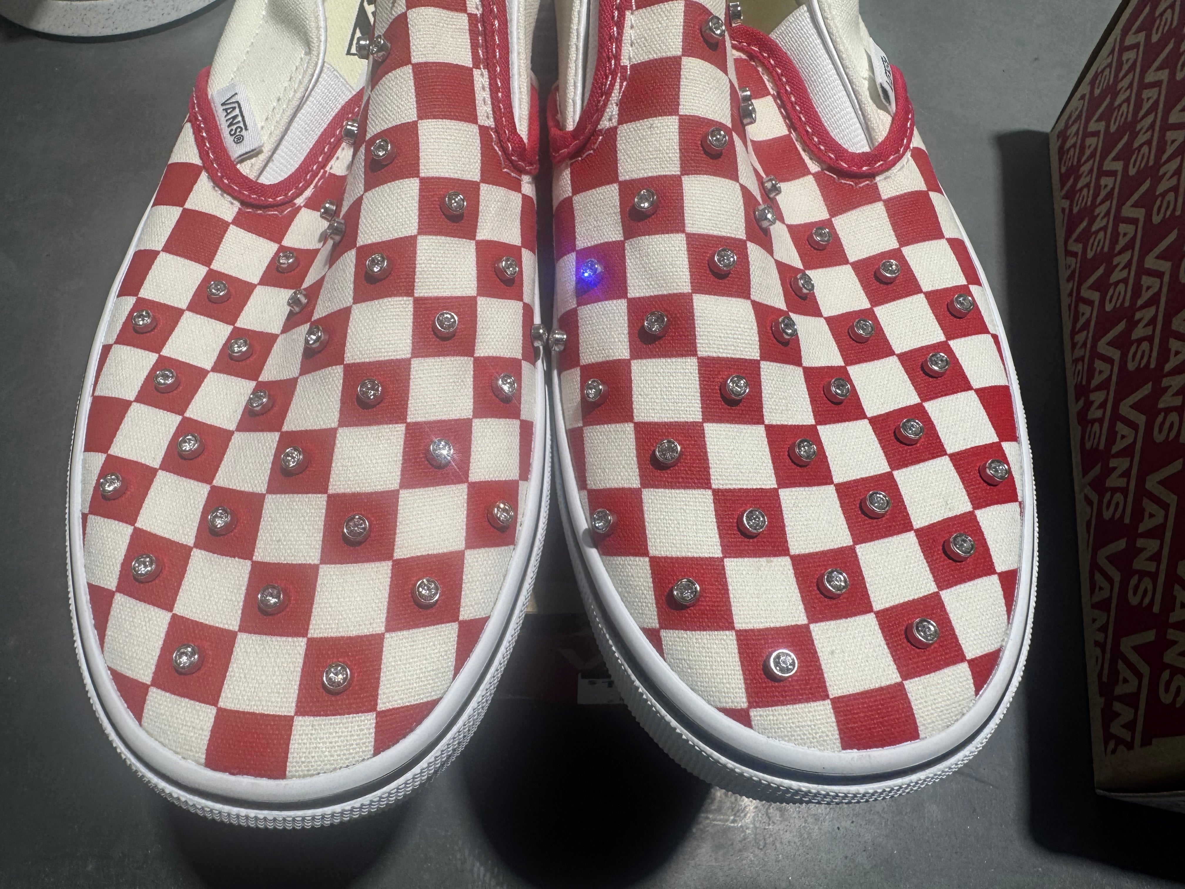 Vans Classic Slip On Checkerboard Stones - Red Size 8