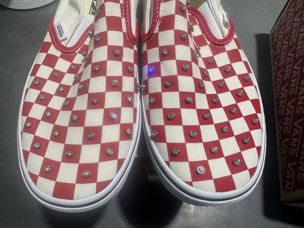 Vans Classic Slip On Checkerboard Stones - Red Size 8