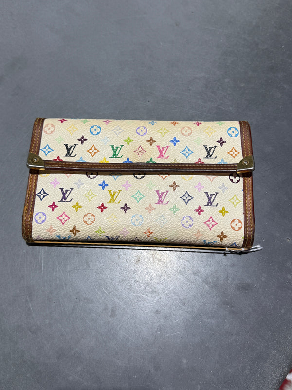 VTG 2000s Louis Vuitton x Murakami Monogram Tri Fold Wallet - White