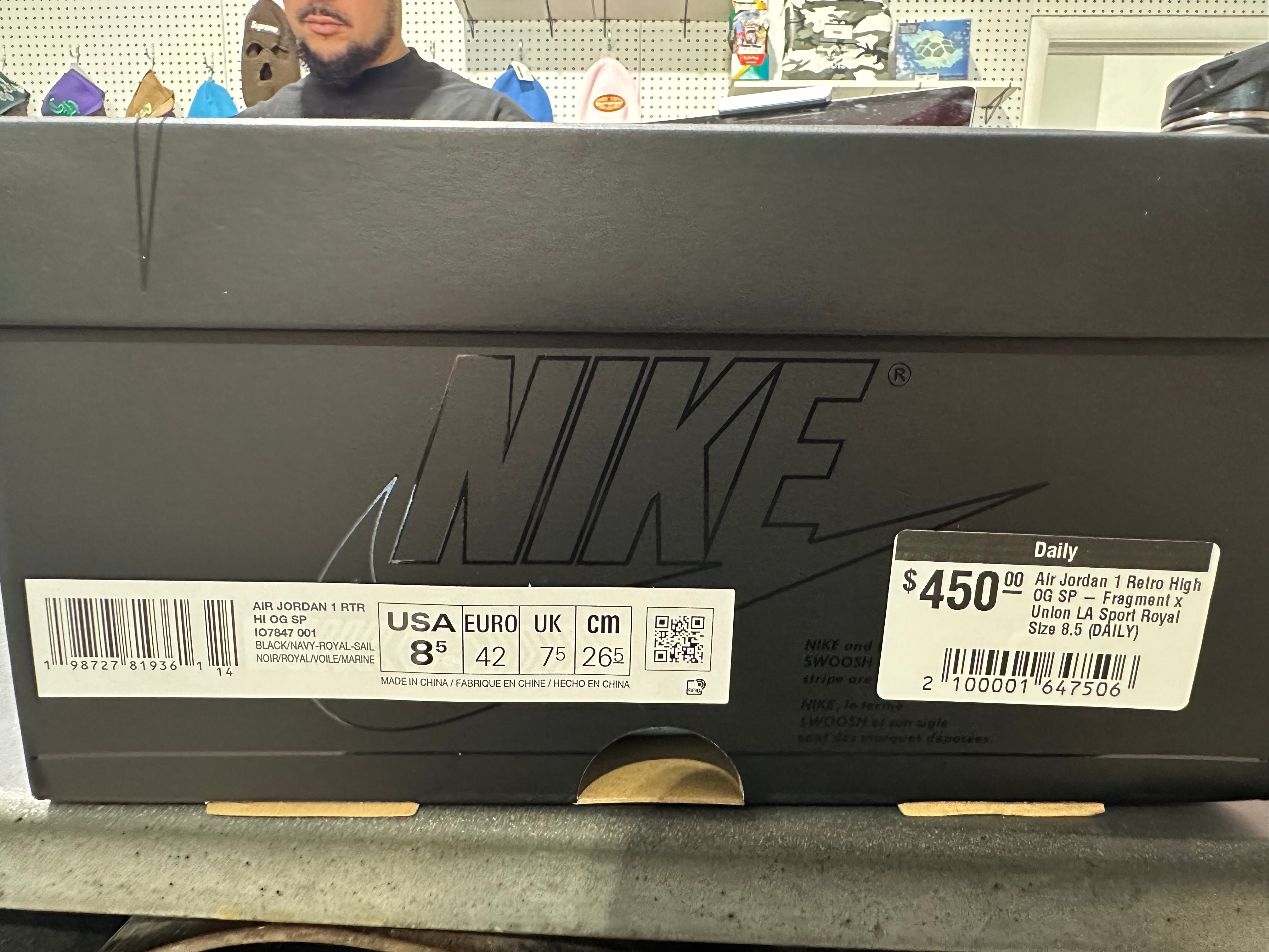 Air Jordan 1 Retro High OG SP - Fragment x Union LA Sport Royal Size 8.5