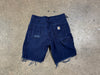 USED Distressed Carhartt FR Carpenter Shorts - Navy Size 33