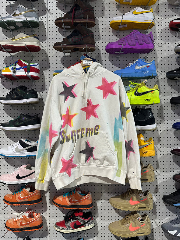 USED Supreme SS21 Gonz Stars Hoodie - White Size Medium