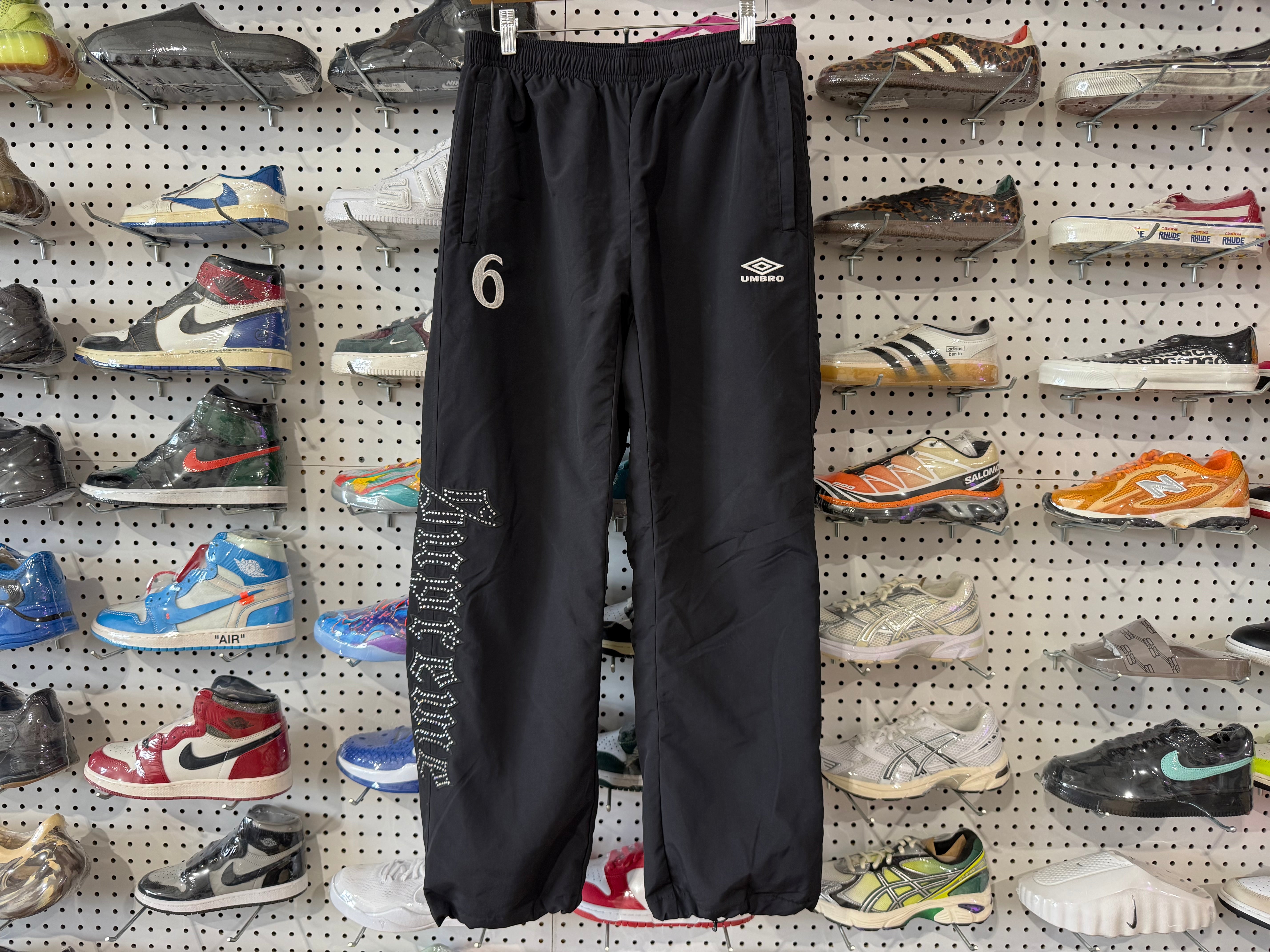 USED Supreme Umbra Rhinestone Track Pants - Black Size Small