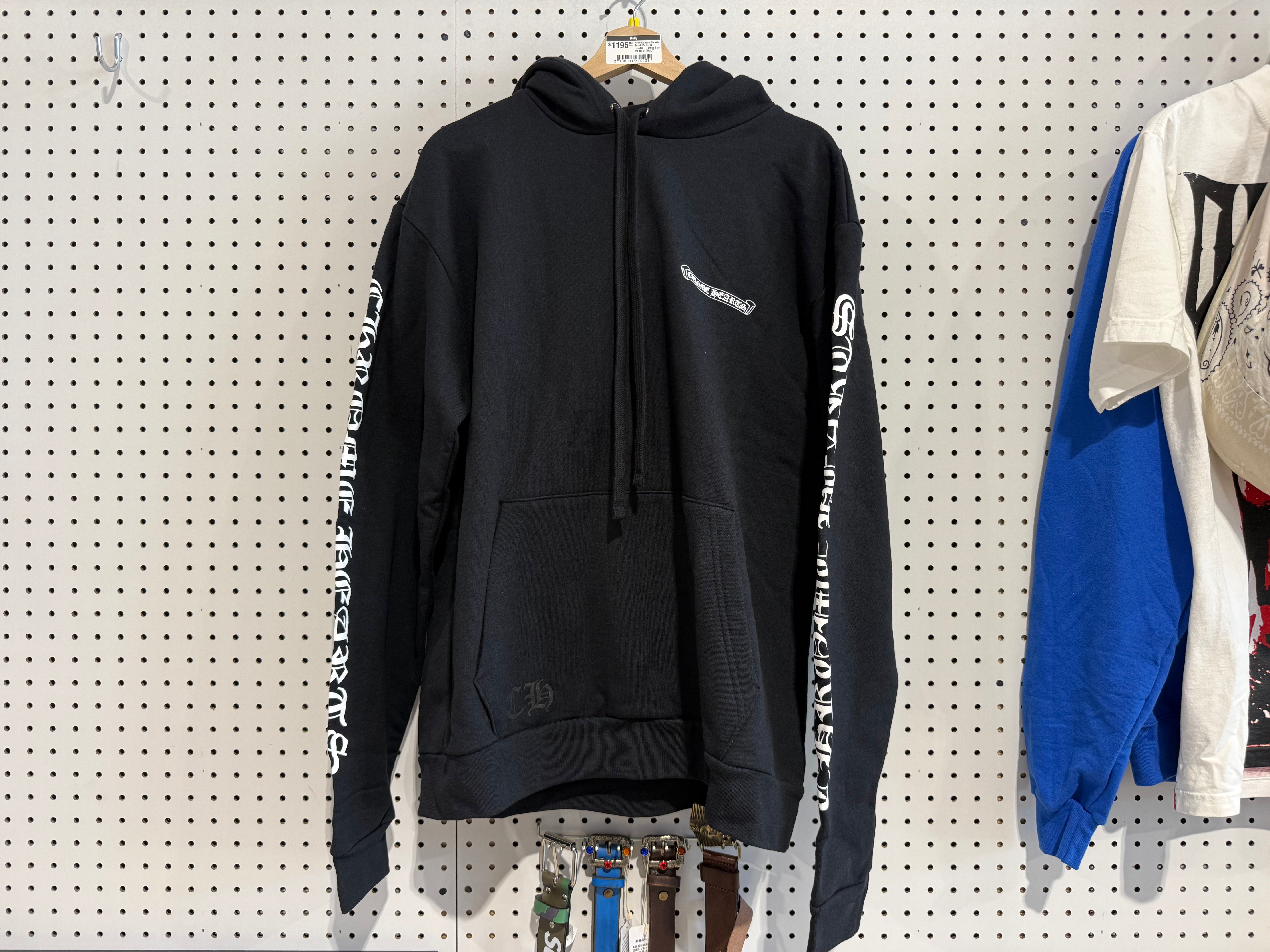 NEW Chrome Hearts Scroll Pullover Hoodie - Black Size Medium