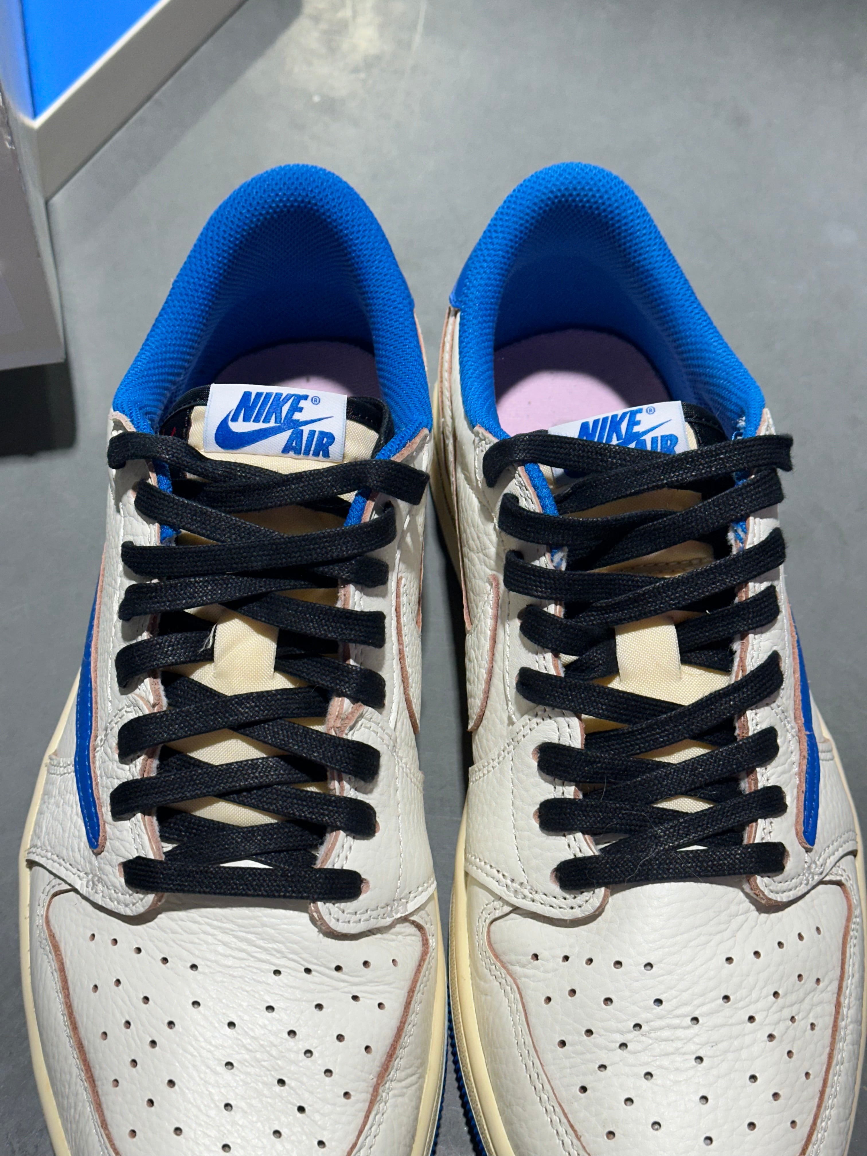 Air Jordan 1 Retro Low OG SP Fragment x Travis Scott - Sail Military Blue Size 10