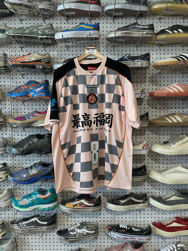 NEW Supreme Checkerboard Soccer Jersey - Pink Size Large