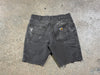 USED Distressed Carhartt Paint Splatter Shorts - Brown Size 33