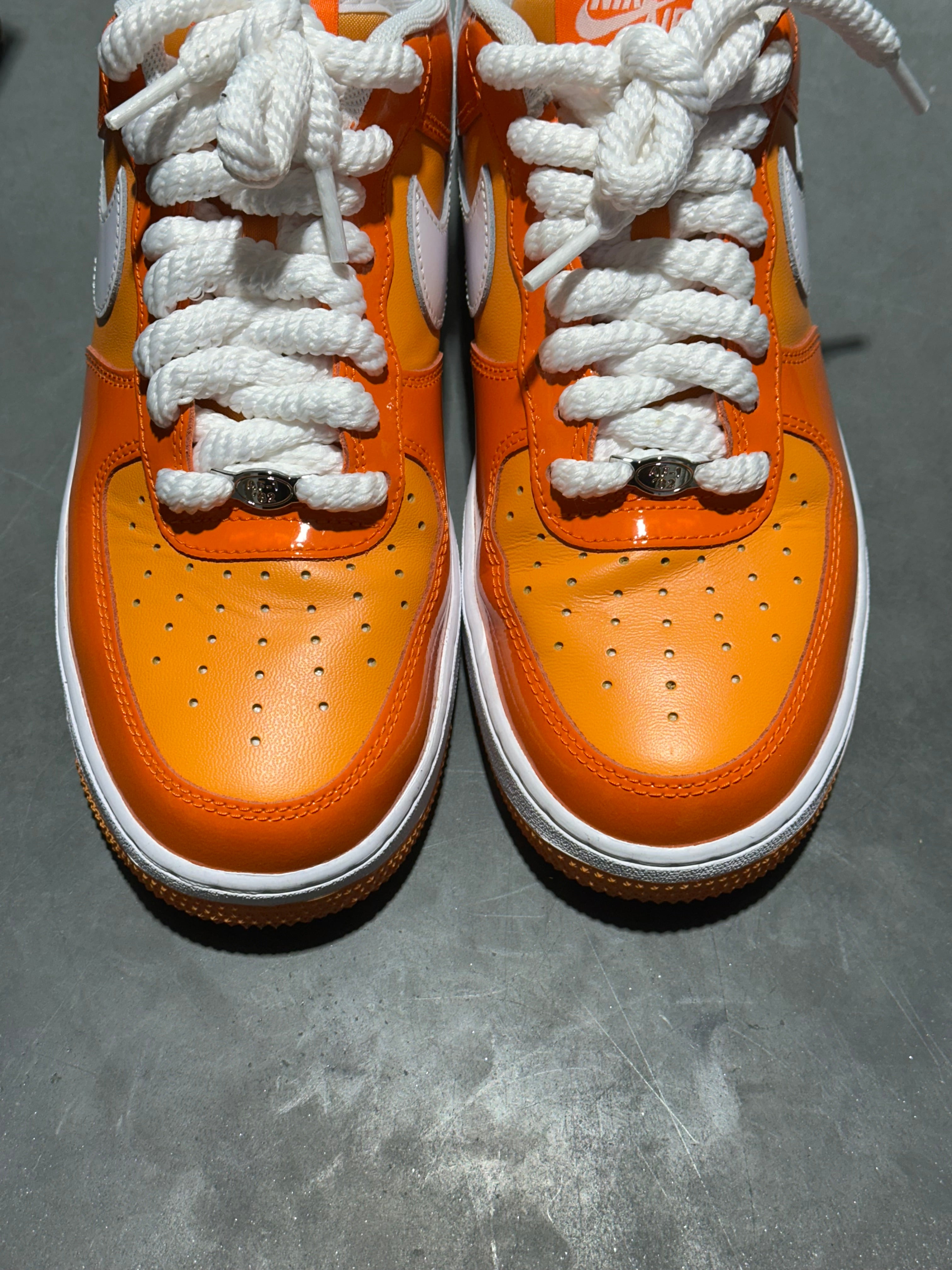 Nike Air Force 1 Low '07 Orange White Patent Size 8