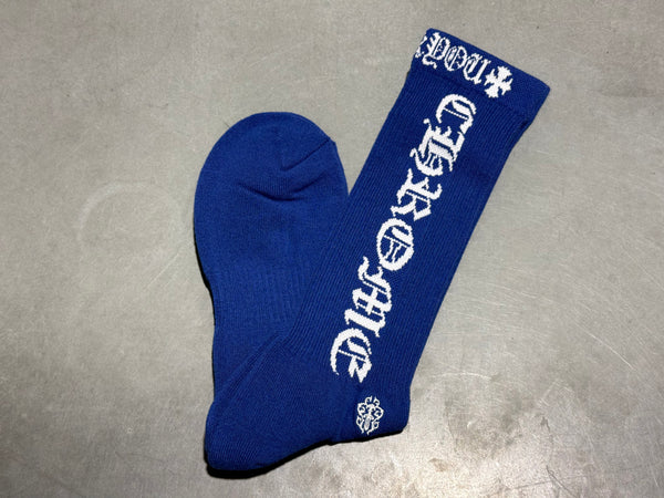 NEW Chrome Hearts Socks - Vertical Logo/Blue