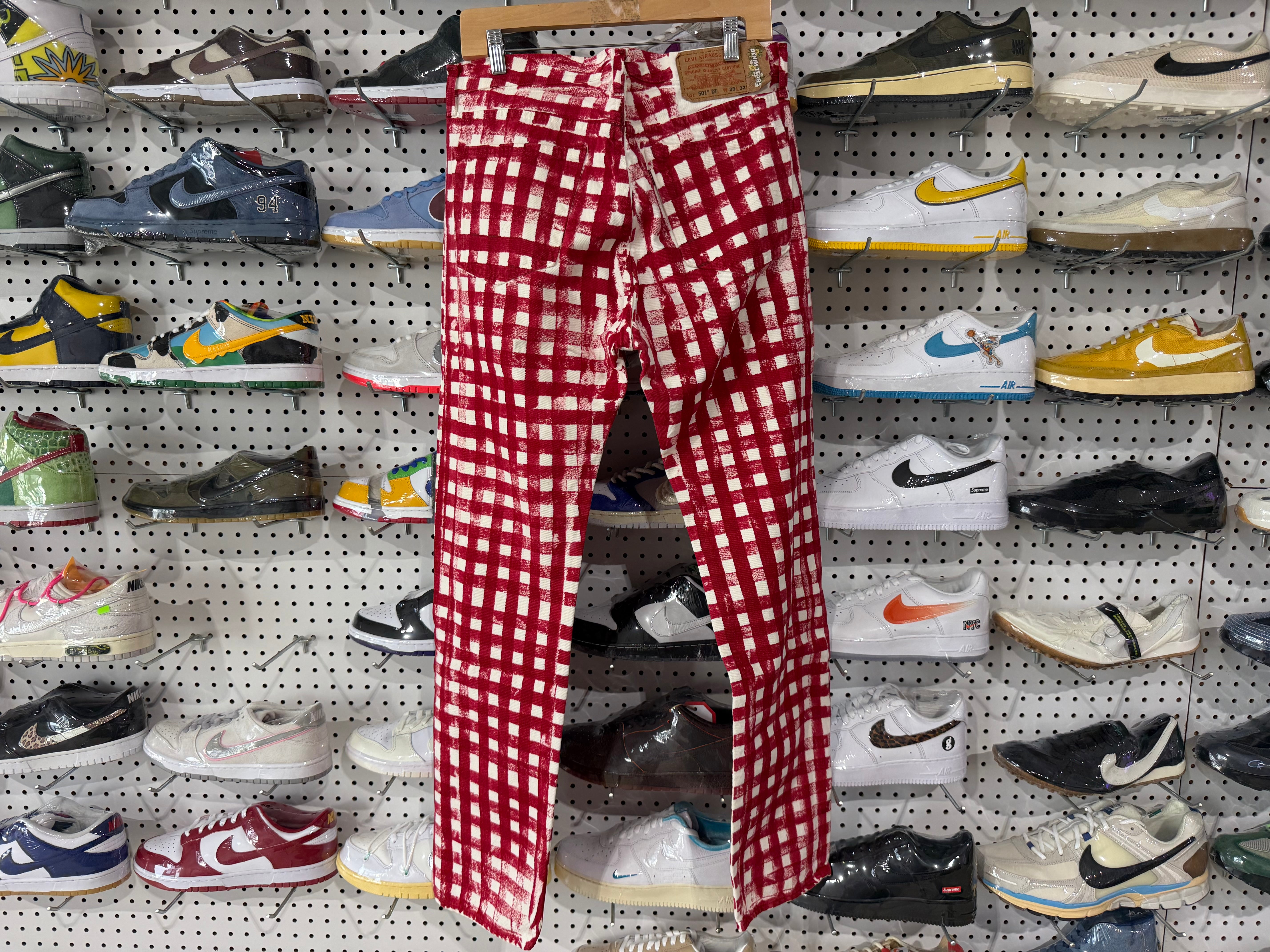 NEW Denim Tears Painted Picnic Denim - Red Size 33