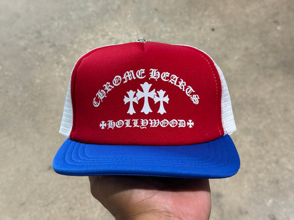 NEW NEW Chrome Hearts Hollywood Trucker - Red/White/Blue