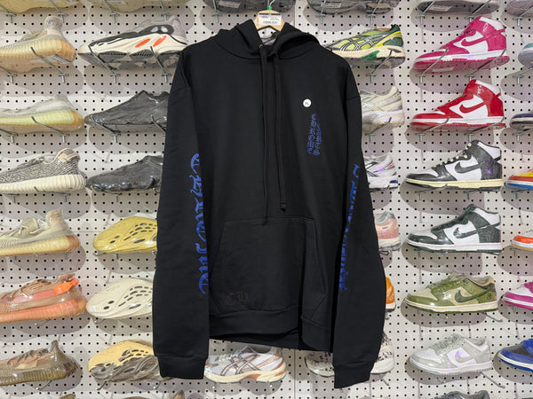 NEW Chrome Hearts Vertical Logo Pullover Hoodie - Black/Blue Size XL