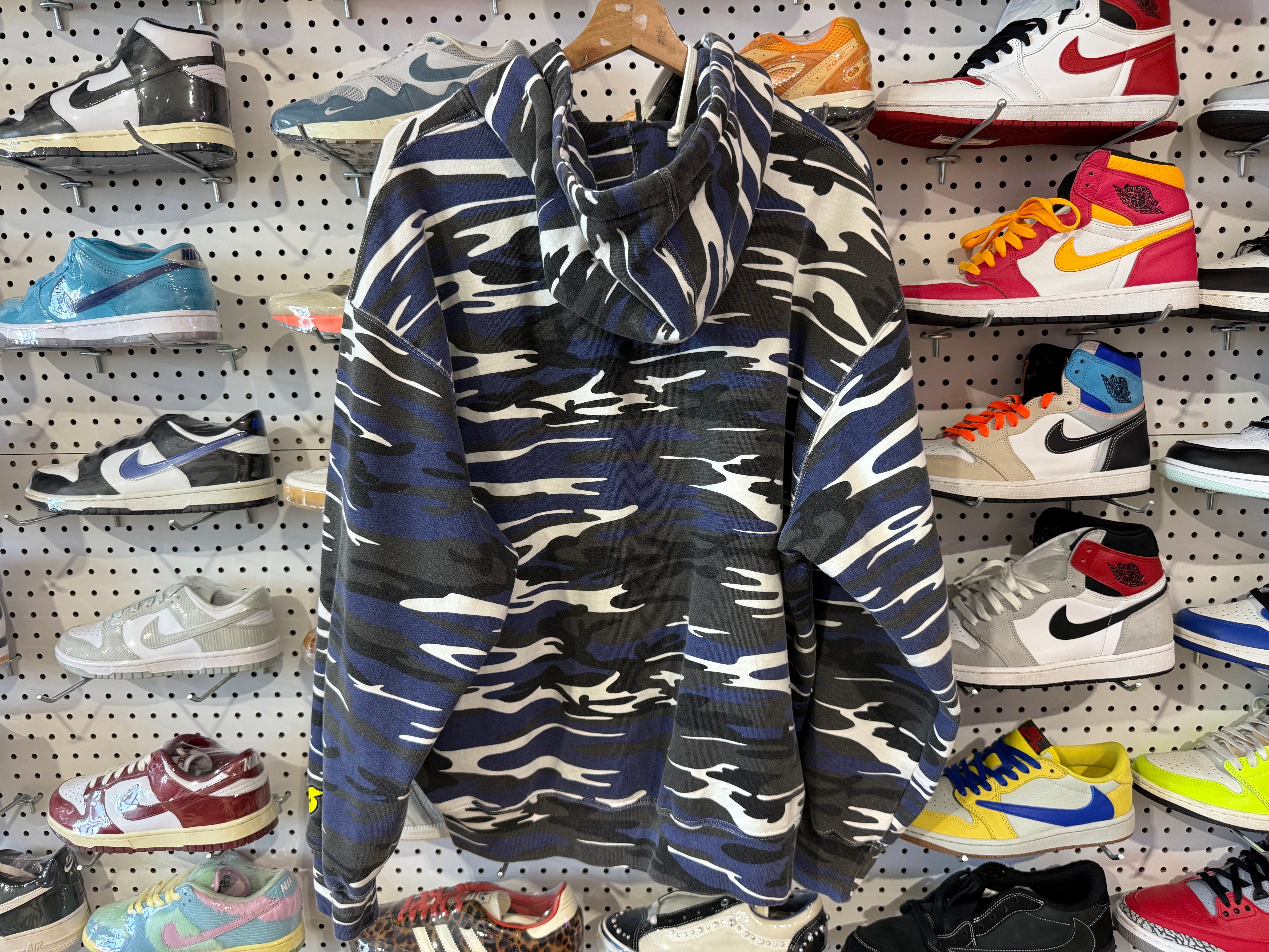 TRIED ON Supreme Performance Zip Up Hoodie - Blue Camo Size Large