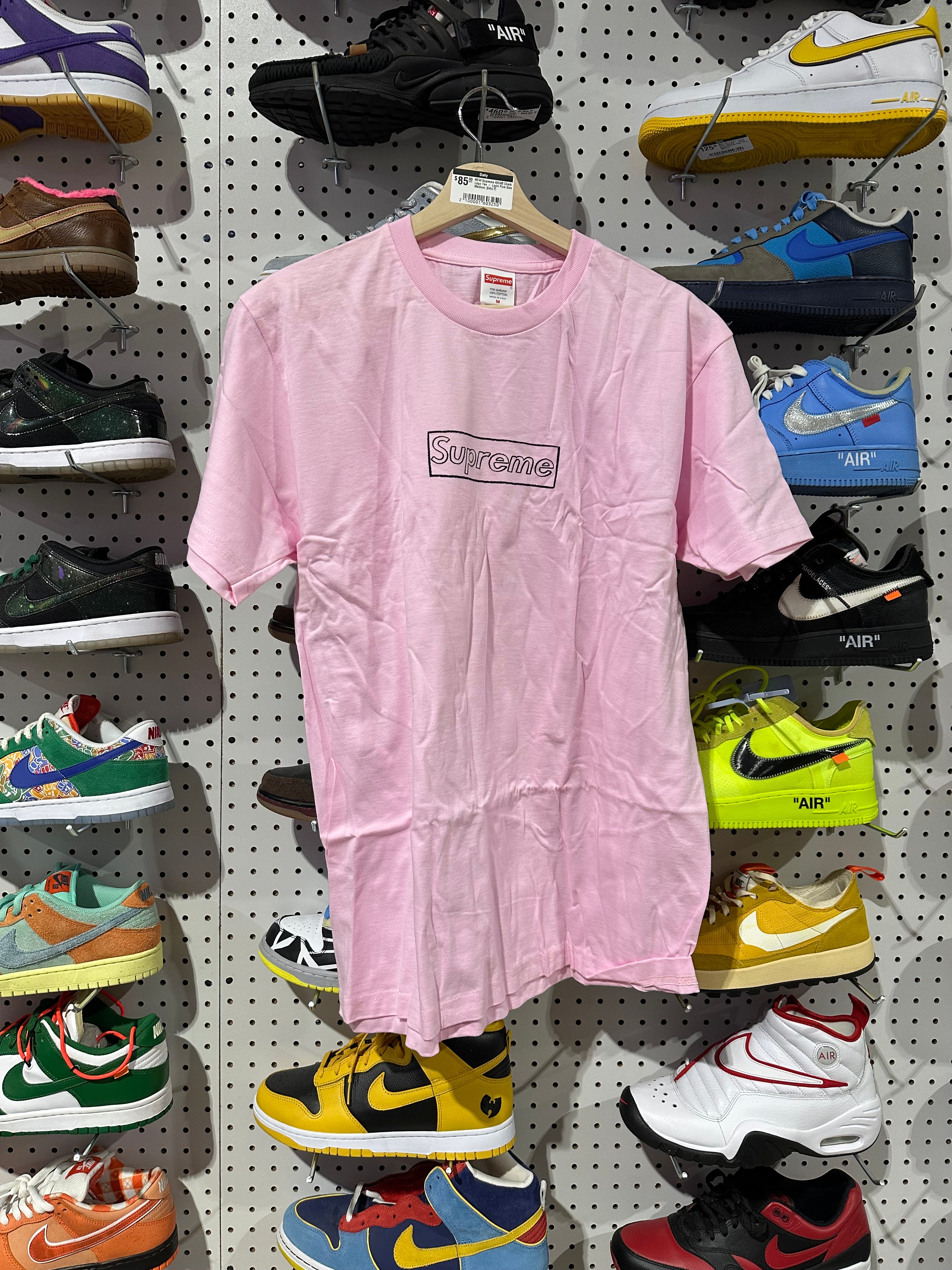 NEW Supreme KAWS Chalk Logo Tee - Light Pink Size Medium