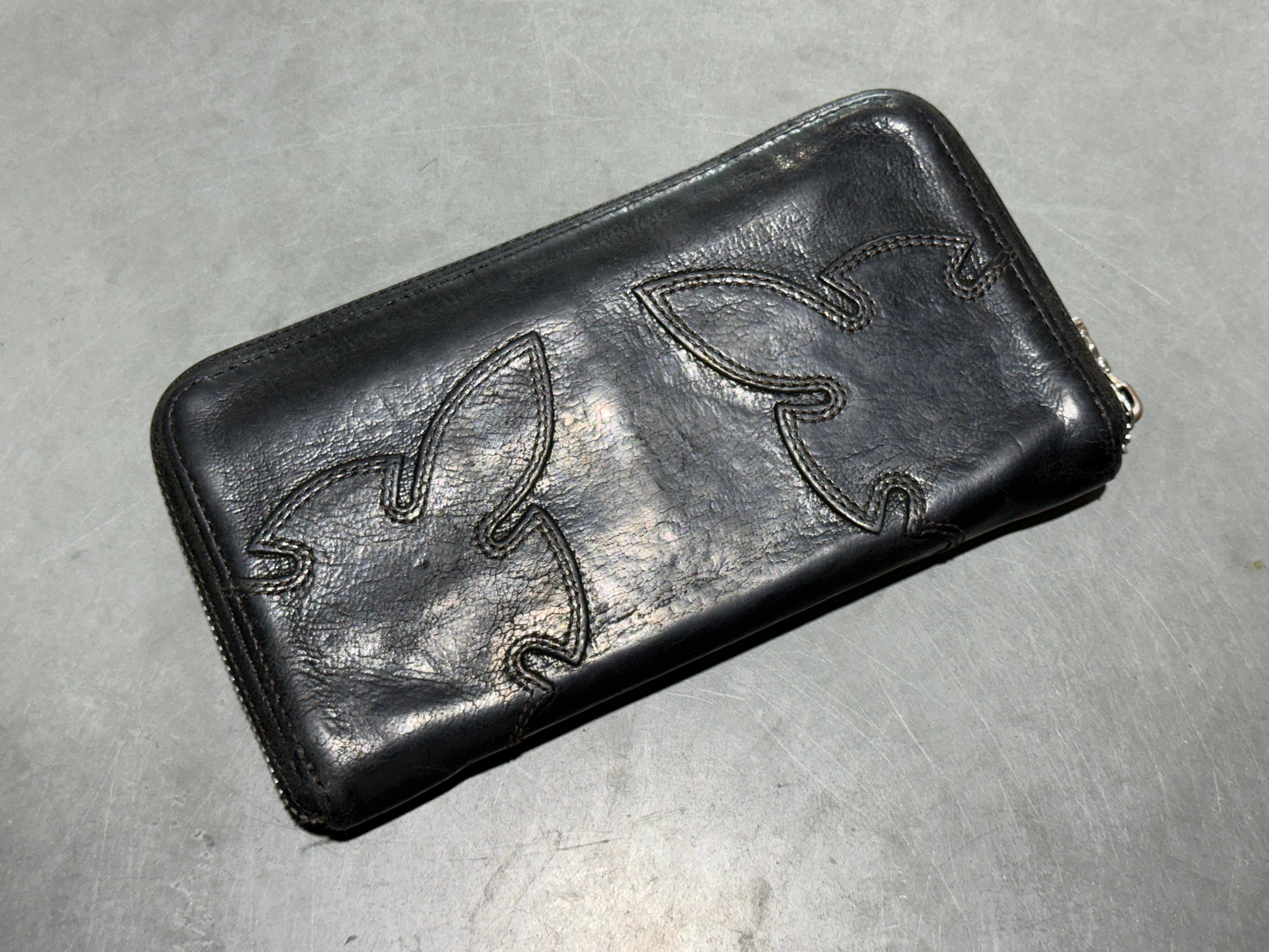 USED Chrome Hearts Double Fleur Zip Wallet