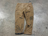 USED Distressed Carhartt Flannel Lined Carpenter Pants - Golden Brown Size 38x30