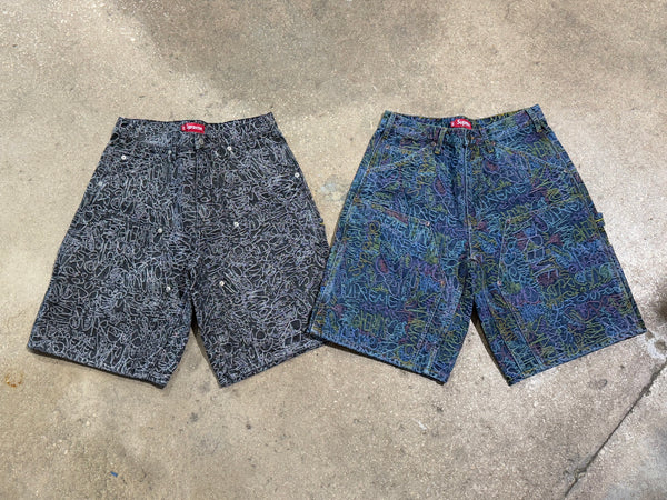 NEW Supreme SS25 Handwriting Double Knee Denim Shorts