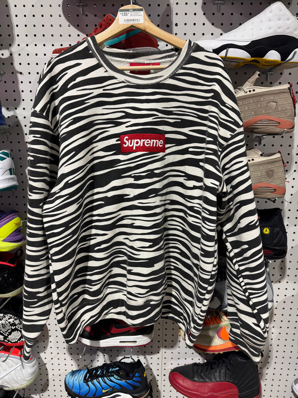 USED Supreme Box Logo Crewneck- Zebra Size XL