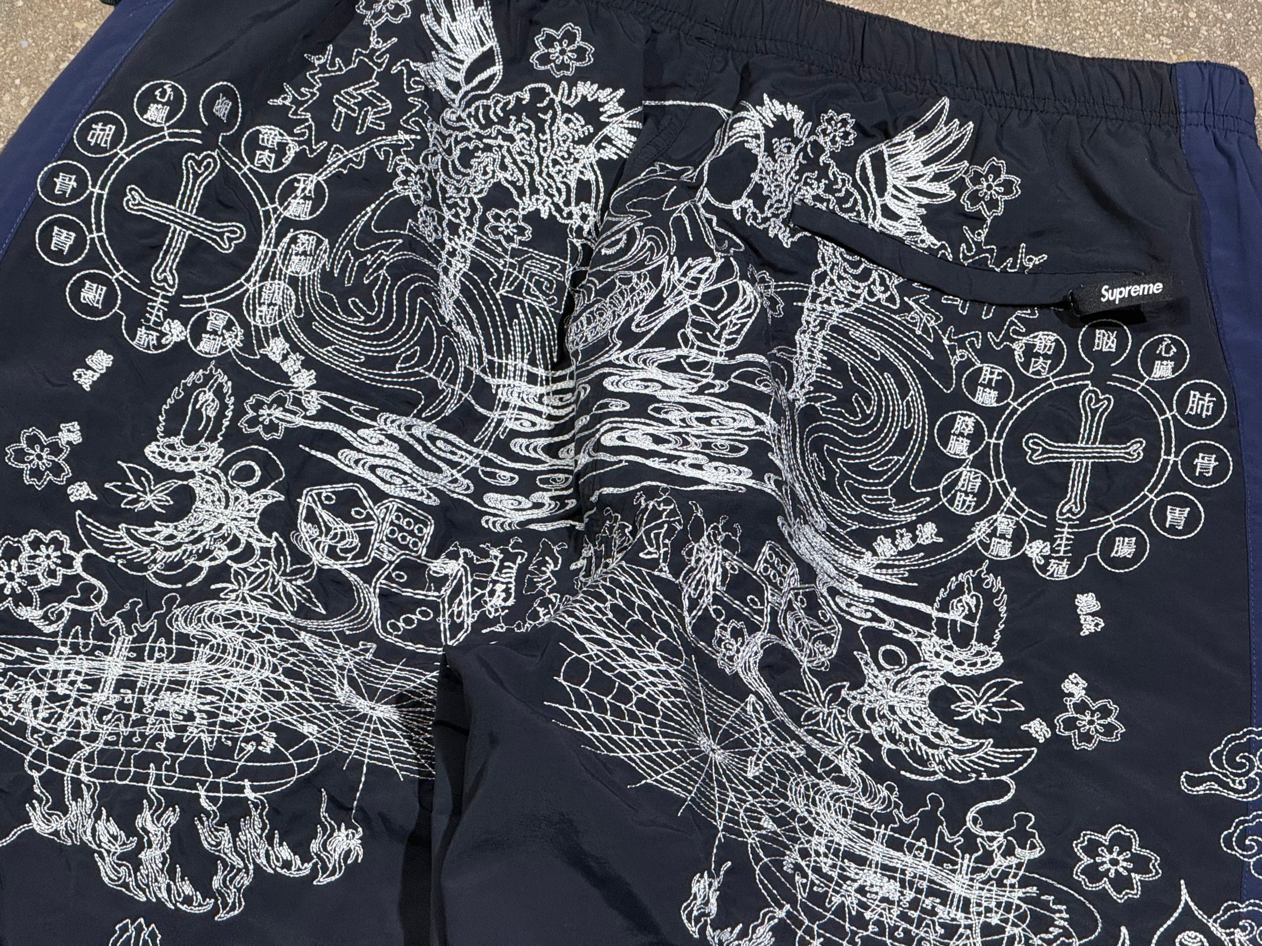 NEW Supreme AOI Track Pants - Black/Navy Size Large